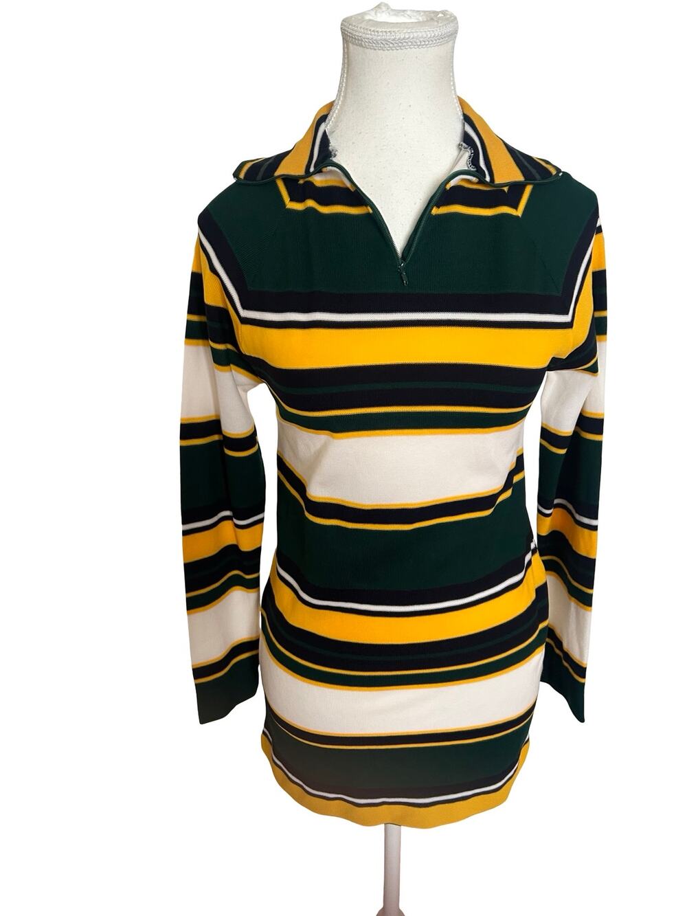 1970s Vintage Long Sleeve Zipper Collar Shirt